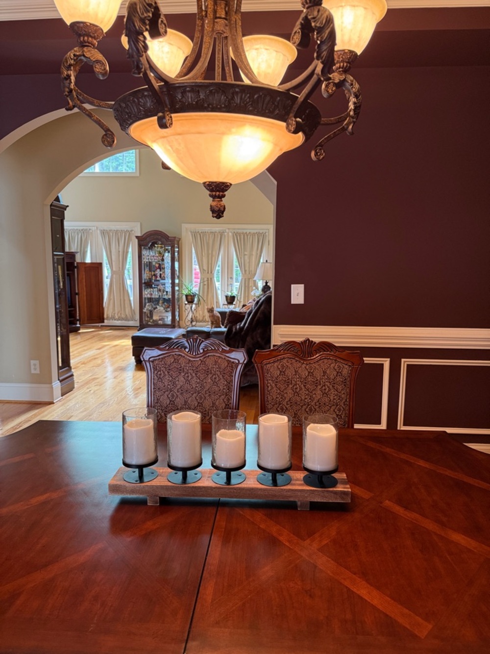 Kirkland's Home Wooden Candle Centerpiece with Clear Glass Votives